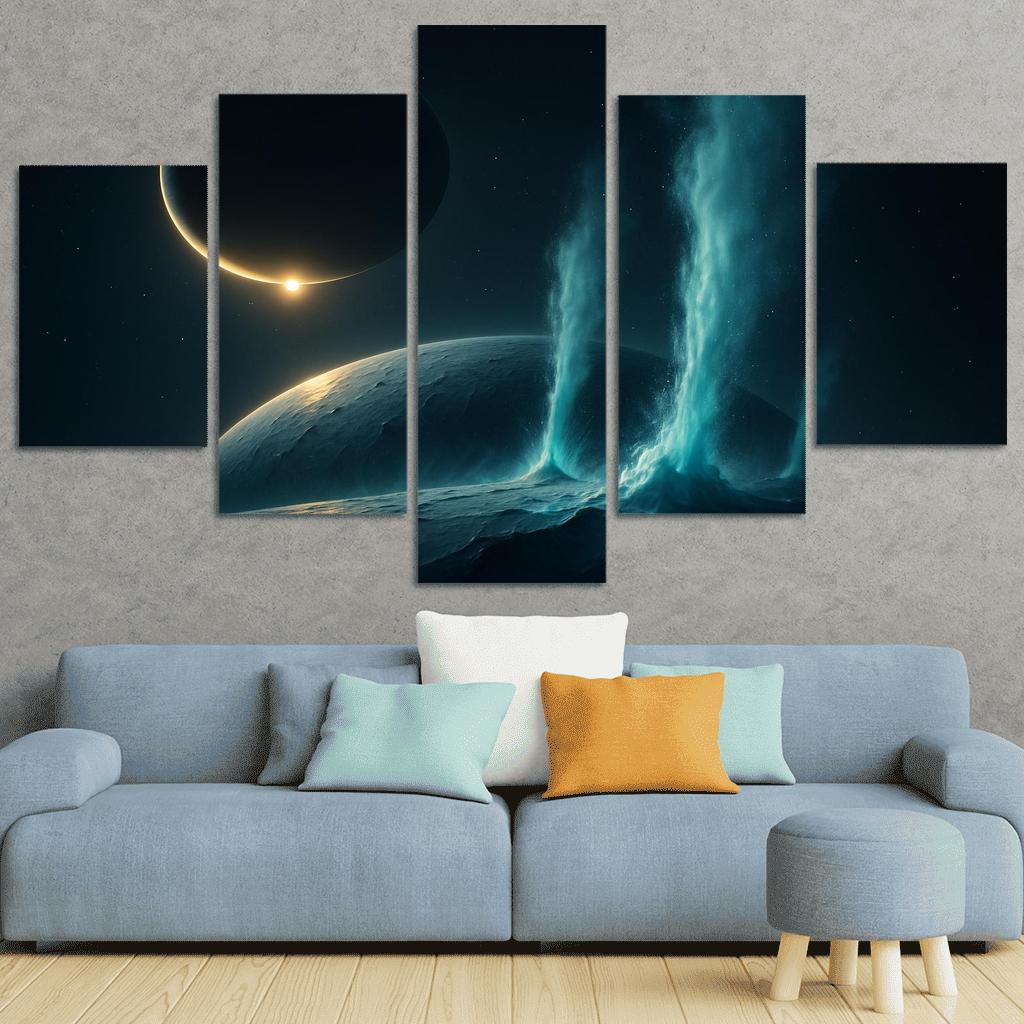 Cryovolcanic Plumes On An Ocean Moon At Eclipse framed paintings