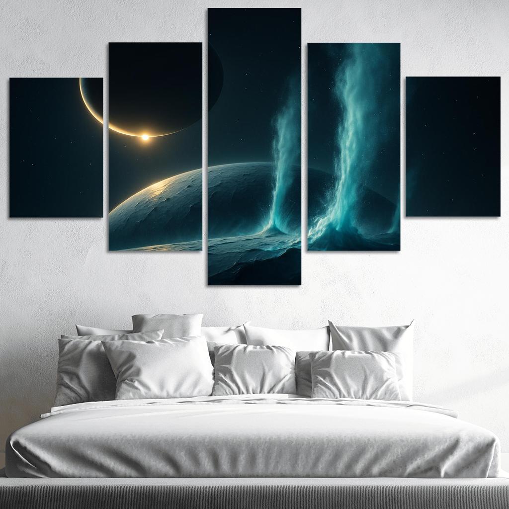 Cryovolcanic Plumes On An Ocean Moon At Eclipse framed paintings