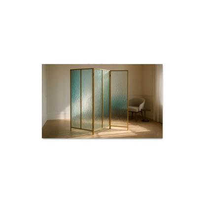 Hand Blown Ripple Glass Room Divider With Brass Frame modern paintings frame