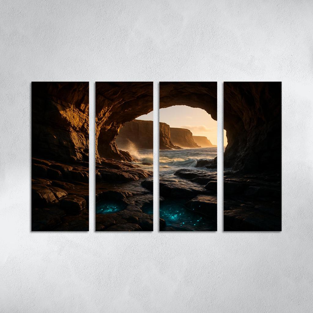 Sea Cave Lantern Coast oil paintings frame