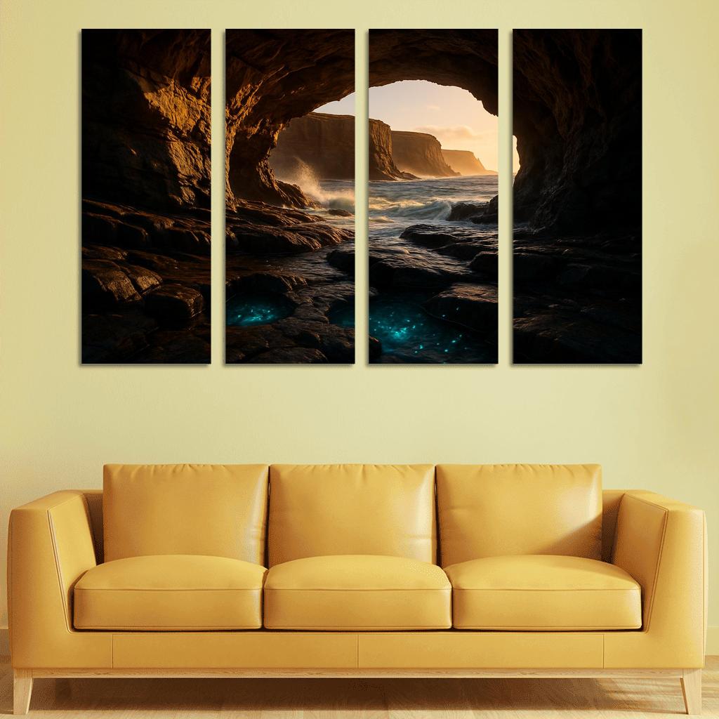 Sea Cave Lantern Coast oil paintings frame