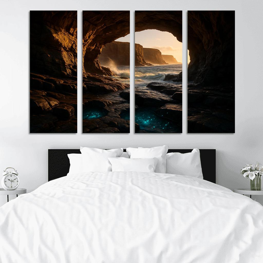 Sea Cave Lantern Coast oil paintings frame
