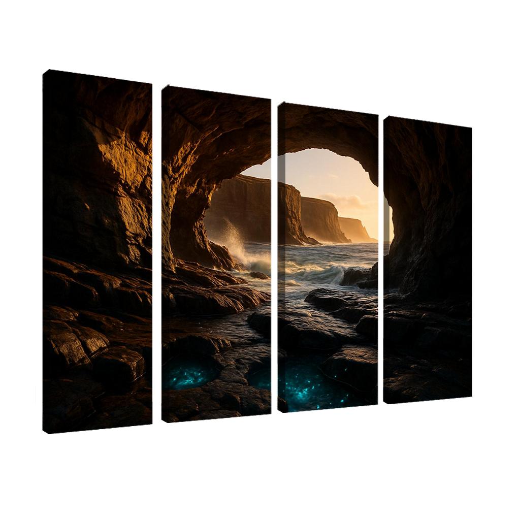 Sea Cave Lantern Coast oil paintings frame