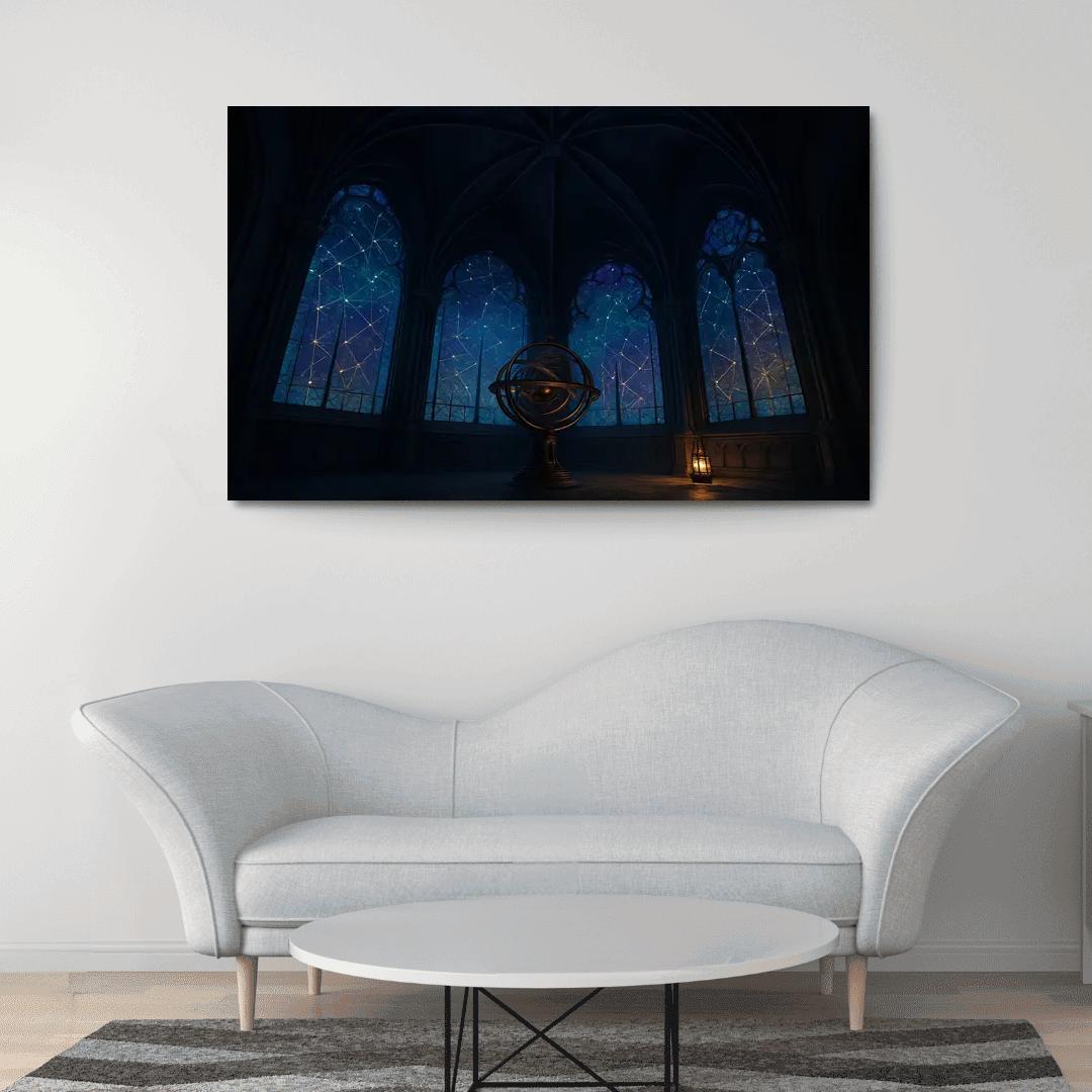 Ribbed Vault Observatory With Stained Glass Star Maps custom paintings frame