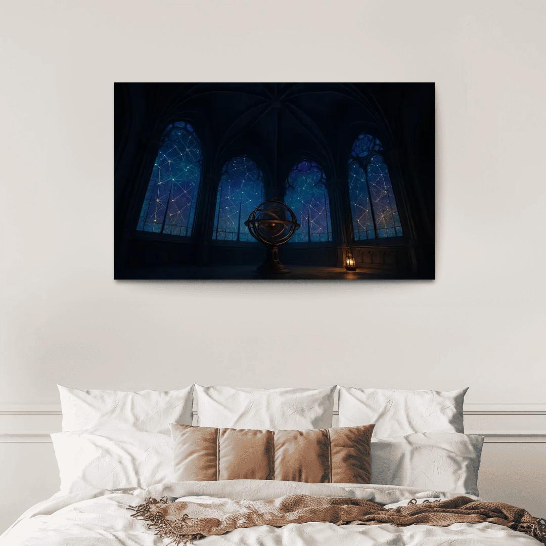 Ribbed Vault Observatory With Stained Glass Star Maps custom paintings frame