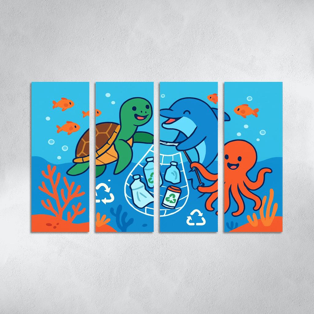 Coral Reef Cleanup Squad canvas paintings frame