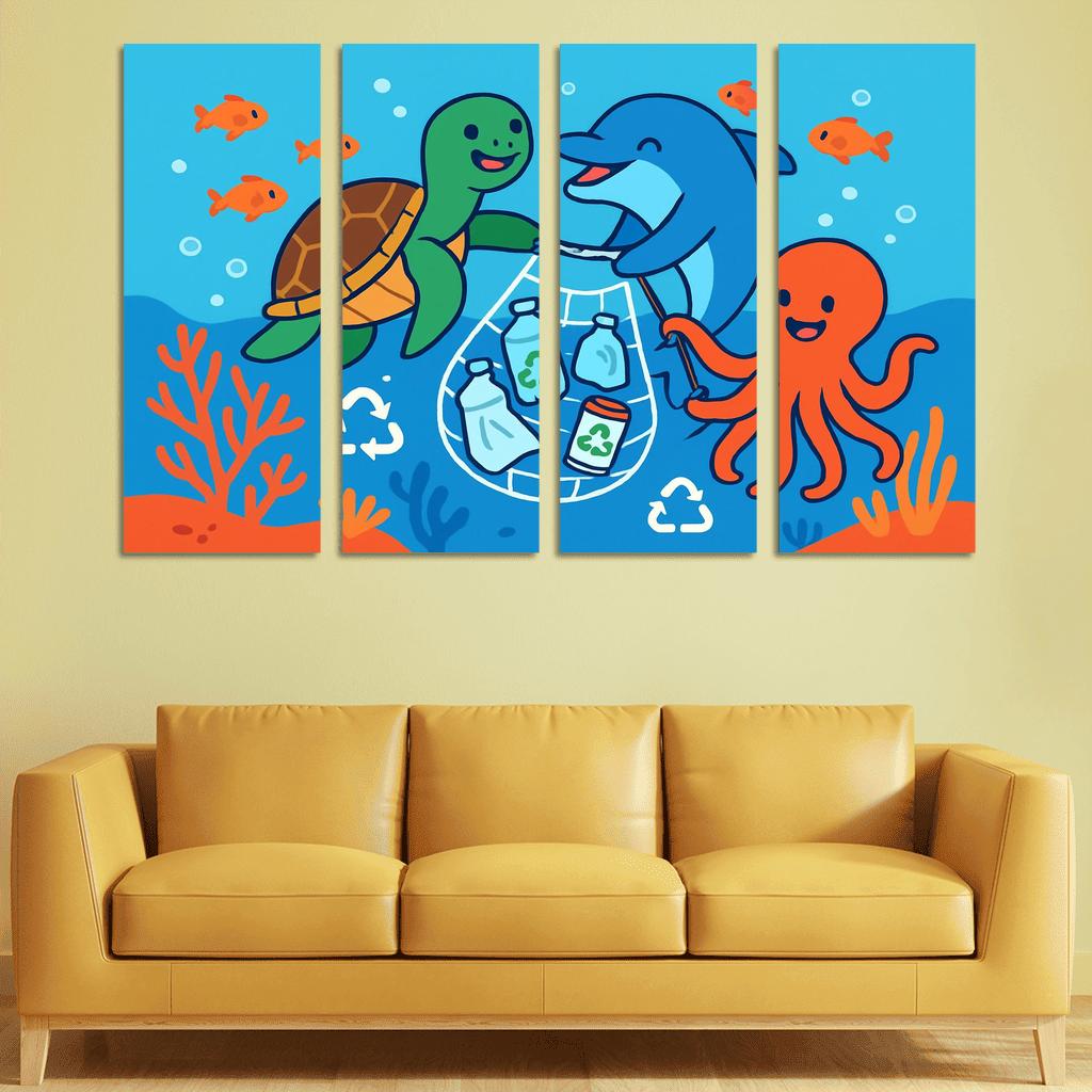 Coral Reef Cleanup Squad canvas paintings frame