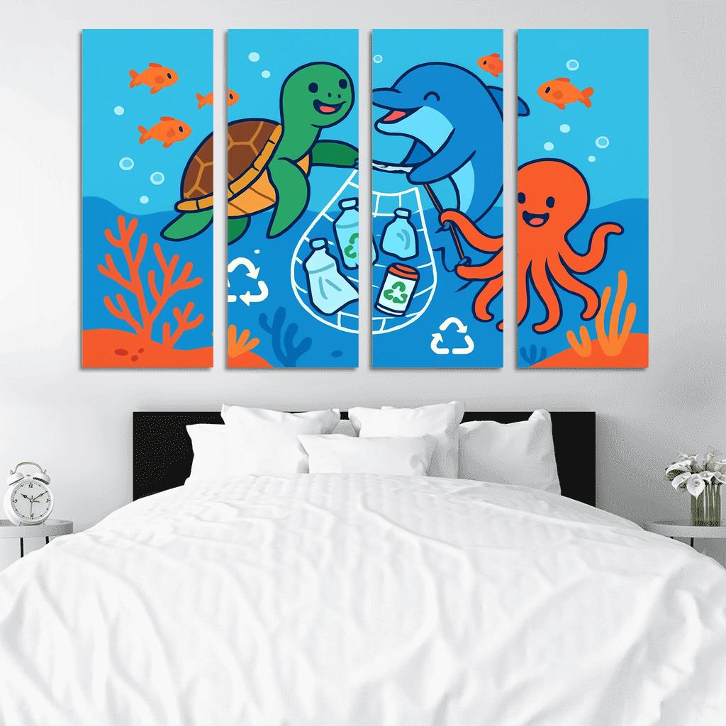 Coral Reef Cleanup Squad canvas paintings frame