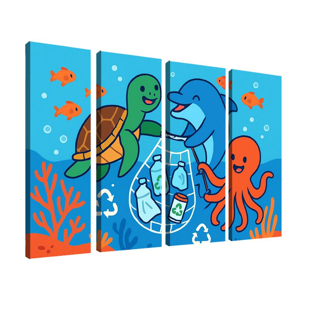 Coral Reef Cleanup Squad canvas paintings frame