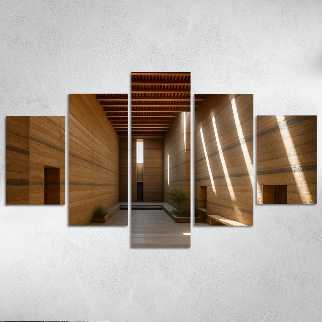 Stratified Rammed Earth Light Cathedral framed paintings