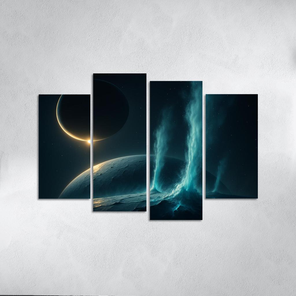Cryovolcanic Plumes On An Ocean Moon At Eclipse framed paintings