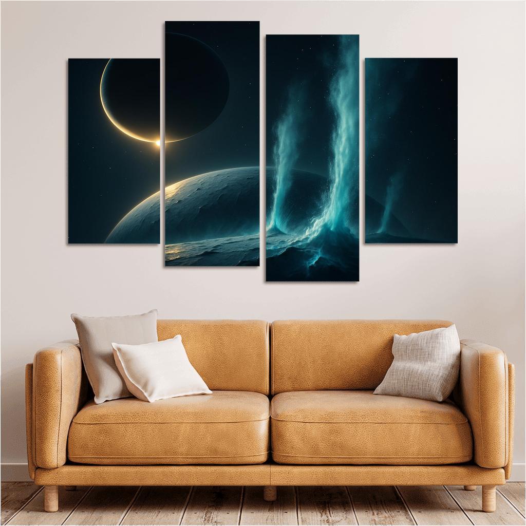 Cryovolcanic Plumes On An Ocean Moon At Eclipse framed paintings