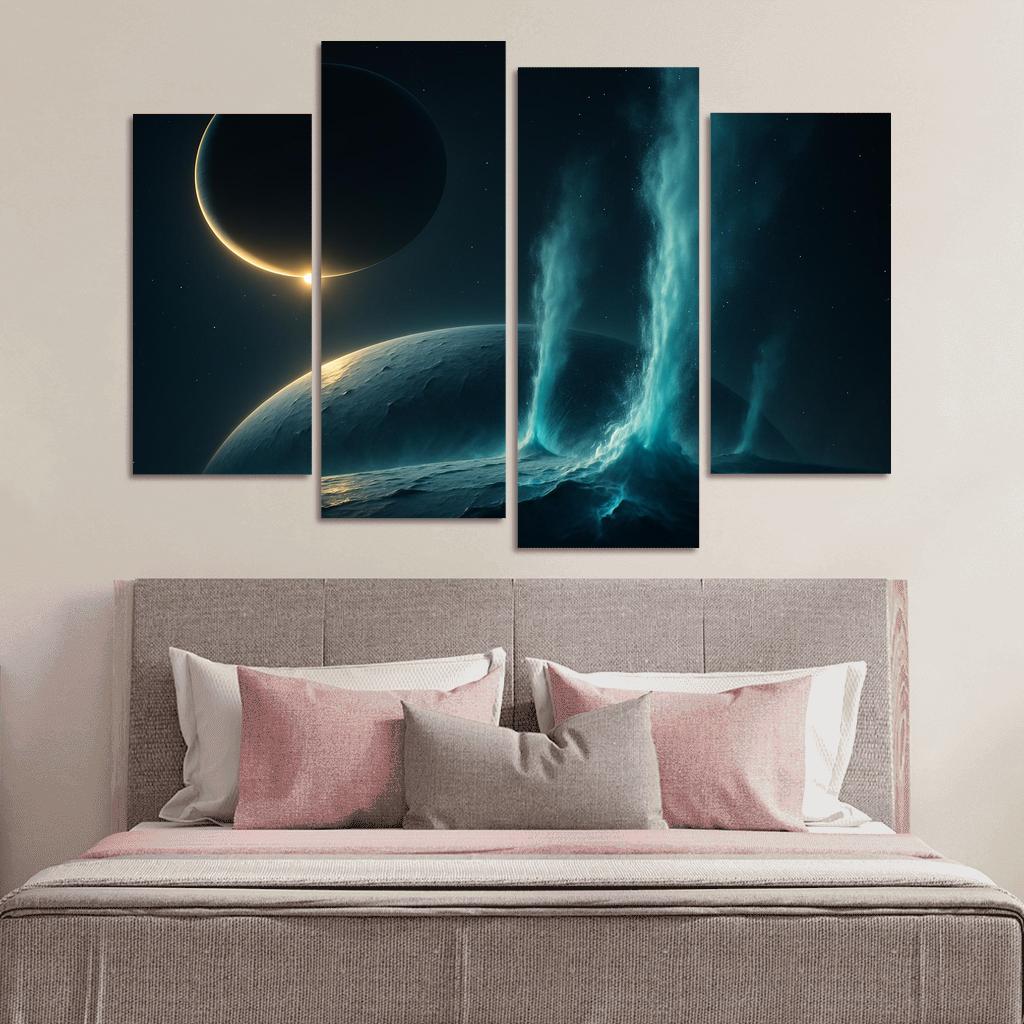 Cryovolcanic Plumes On An Ocean Moon At Eclipse framed paintings