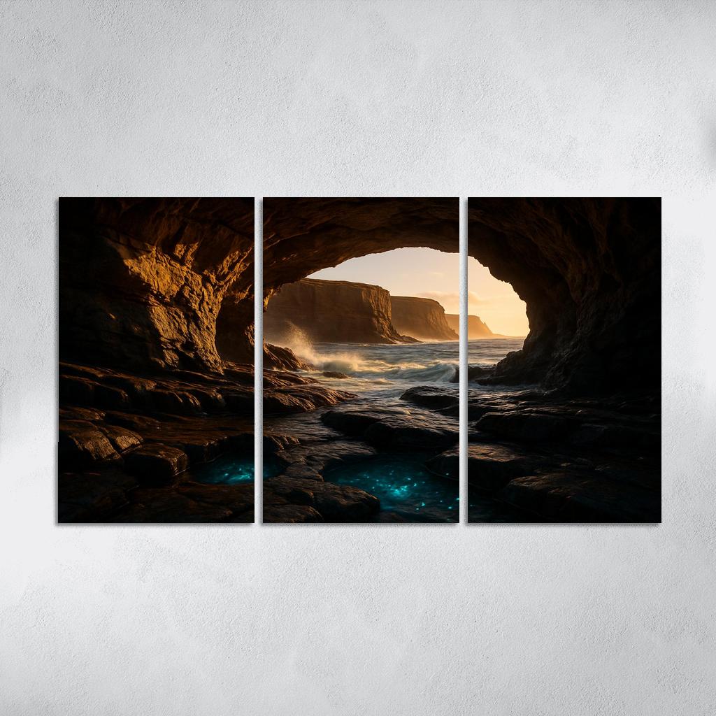 Sea Cave Lantern Coast oil paintings frame