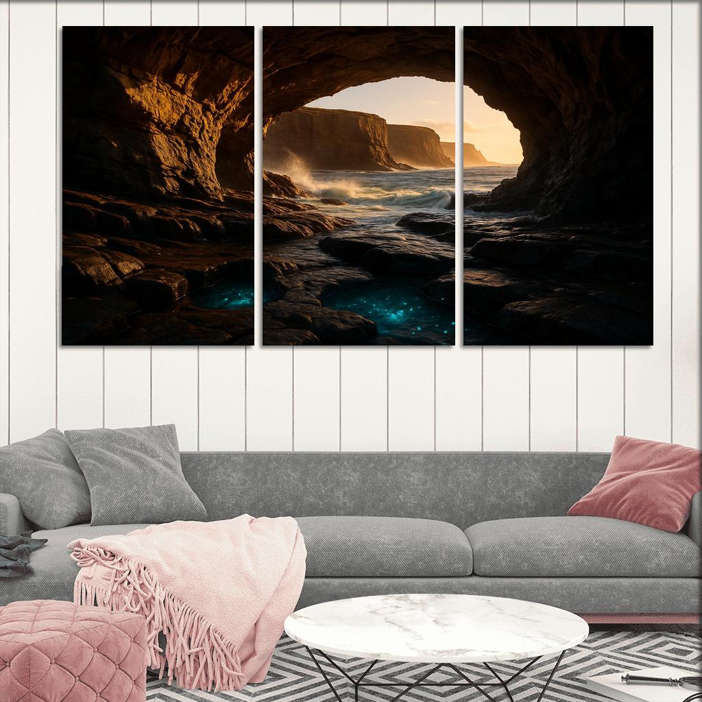 Sea Cave Lantern Coast oil paintings frame