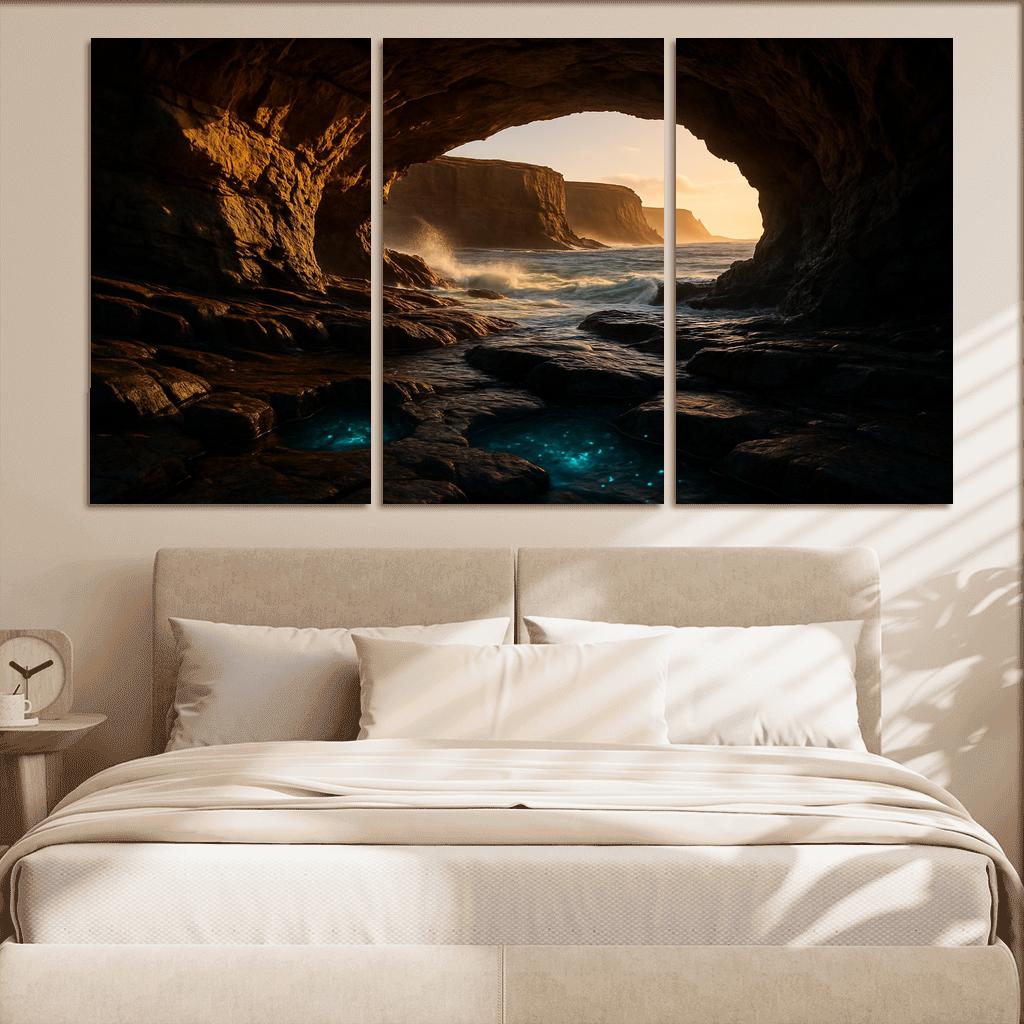 Sea Cave Lantern Coast oil paintings frame