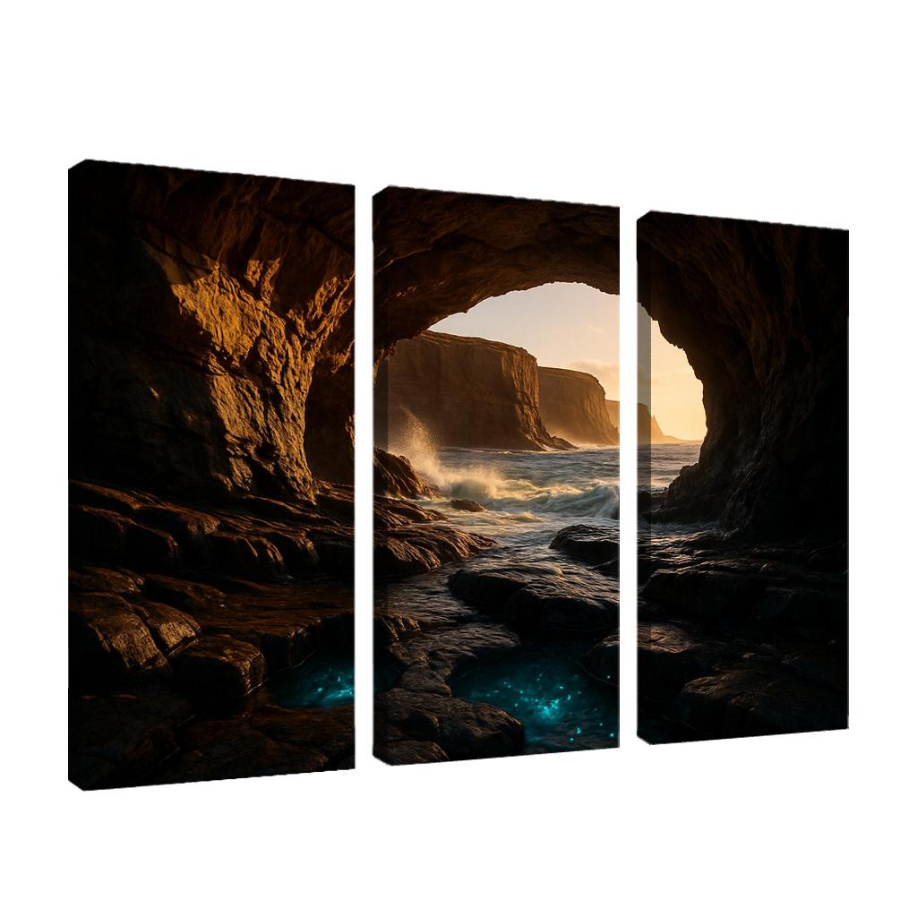 Sea Cave Lantern Coast oil paintings frame