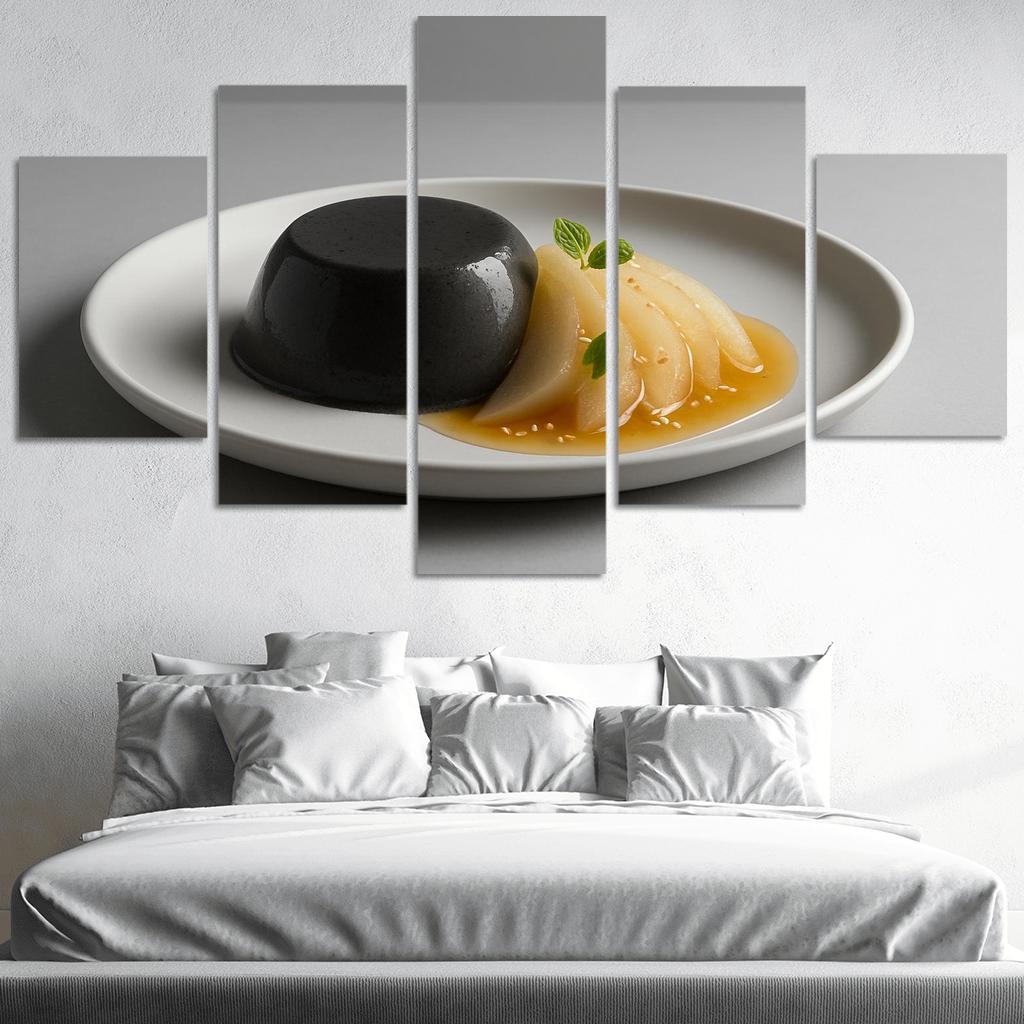 Black Sesame Pear Panna Cotta With Ginger Citrus Syrup custom paintings frame