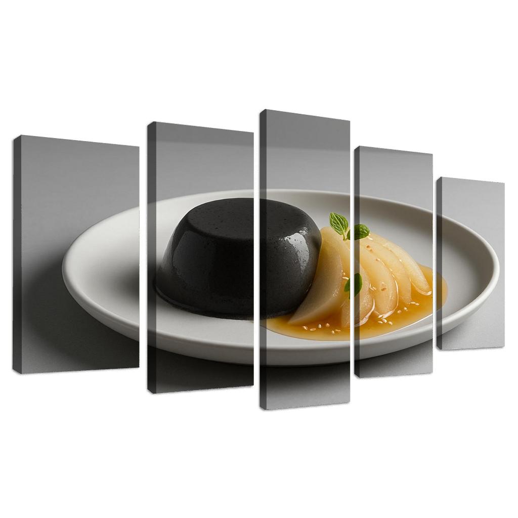 Black Sesame Pear Panna Cotta With Ginger Citrus Syrup custom paintings frame