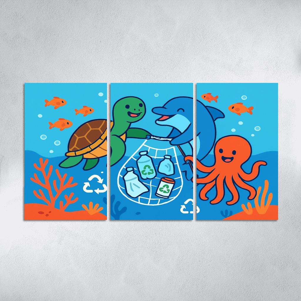Coral Reef Cleanup Squad canvas paintings frame