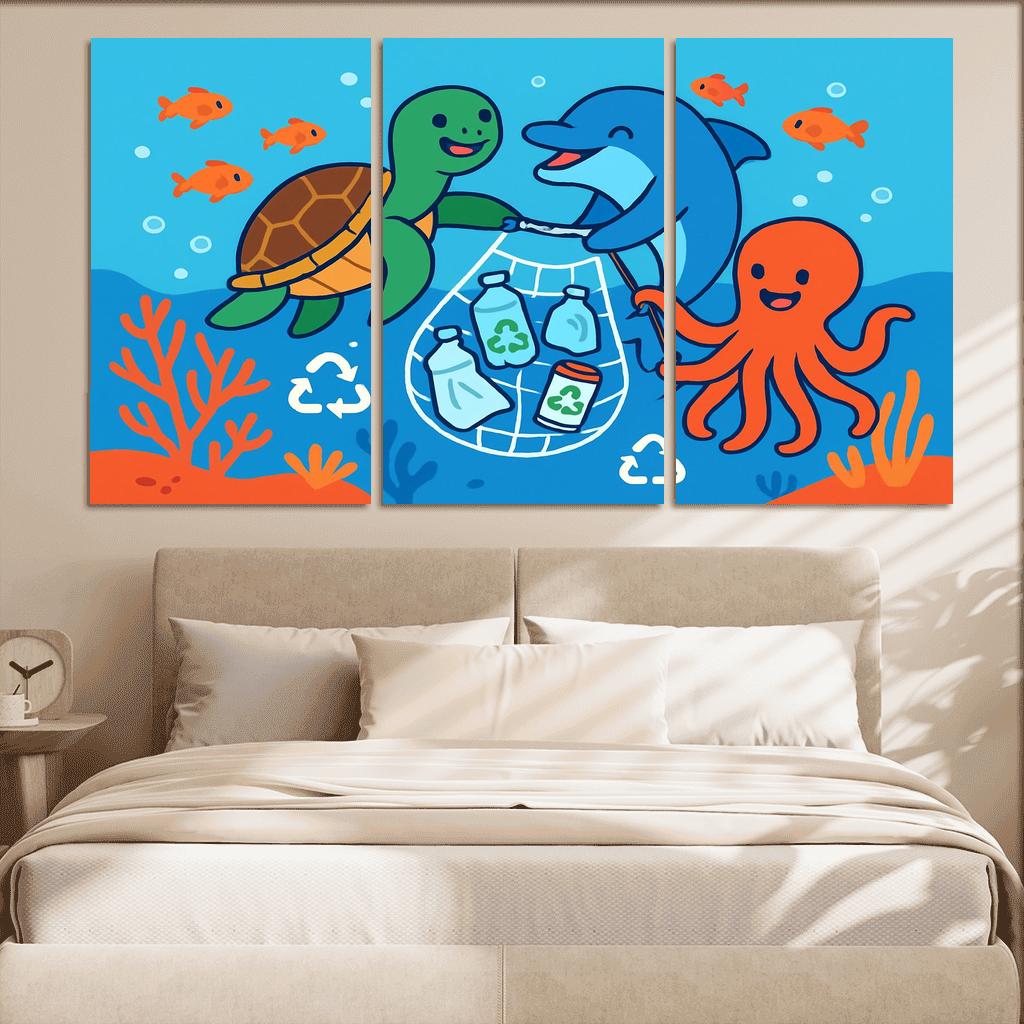 Coral Reef Cleanup Squad canvas paintings frame