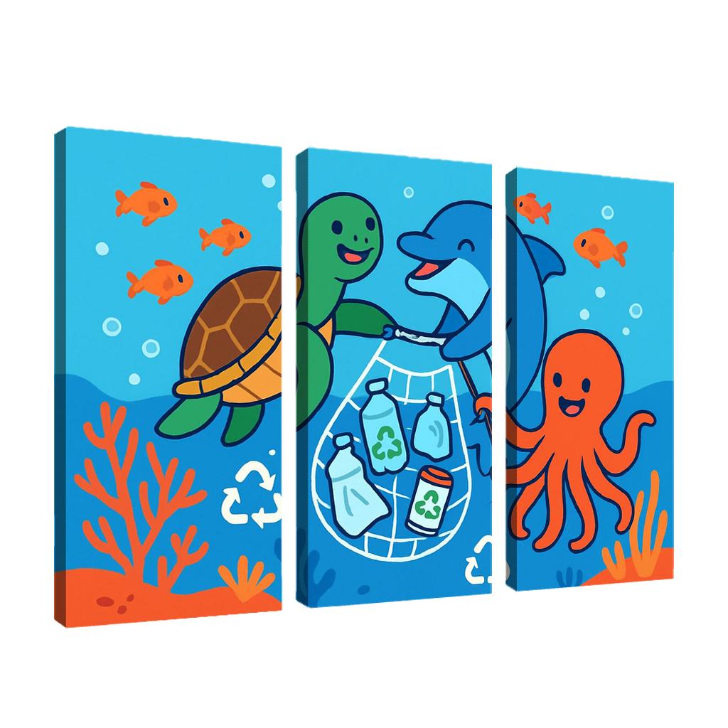Coral Reef Cleanup Squad canvas paintings frame