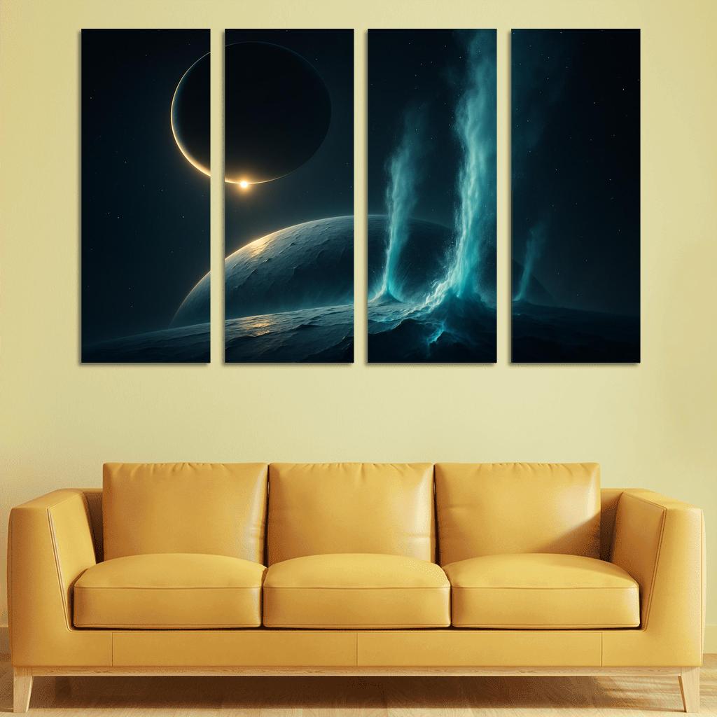 Cryovolcanic Plumes On An Ocean Moon At Eclipse framed paintings