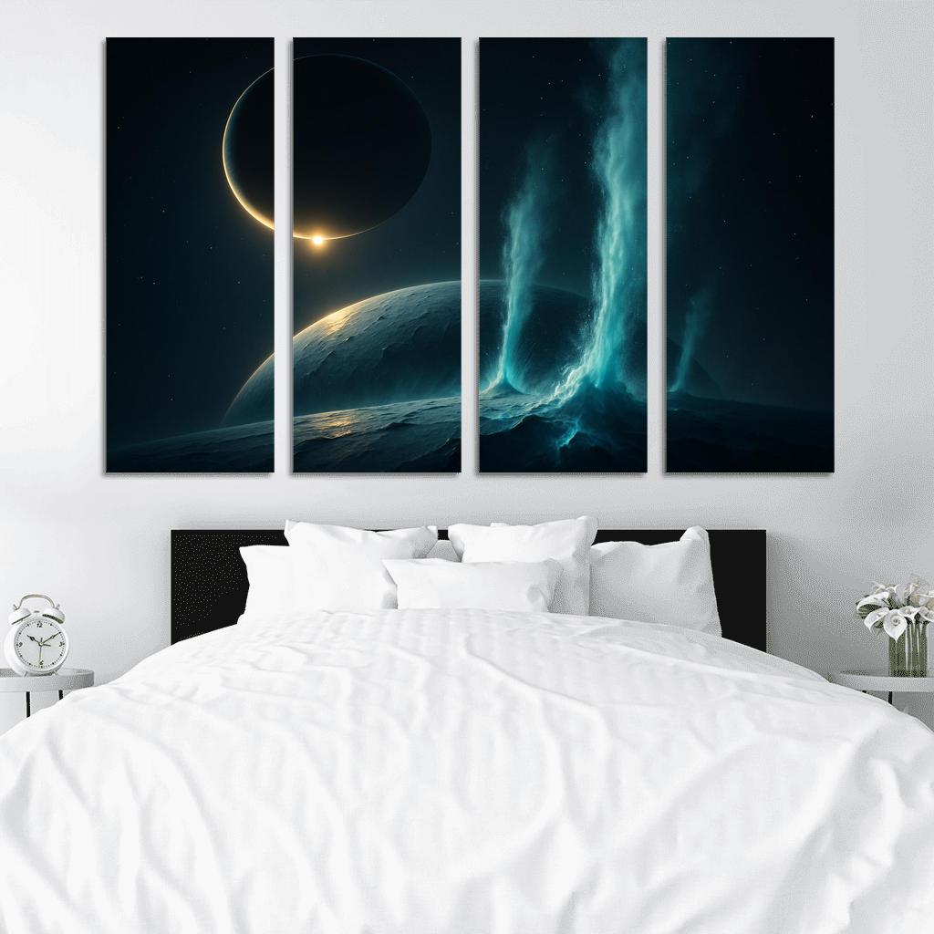 Cryovolcanic Plumes On An Ocean Moon At Eclipse framed paintings