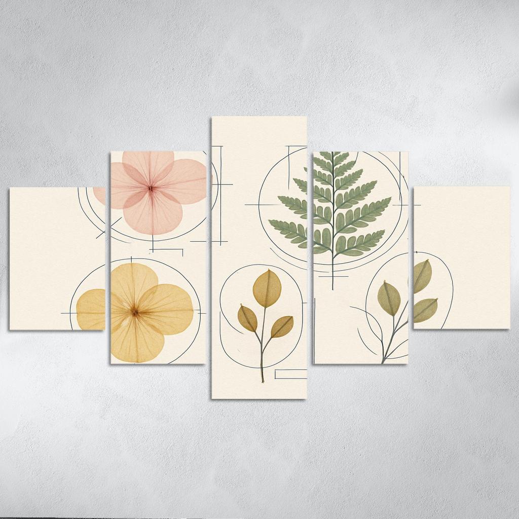 Botanical Blueprint Pressed Petals And Ink Lines one-piece frames