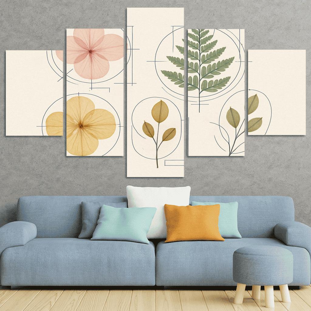 Botanical Blueprint Pressed Petals And Ink Lines one-piece frames
