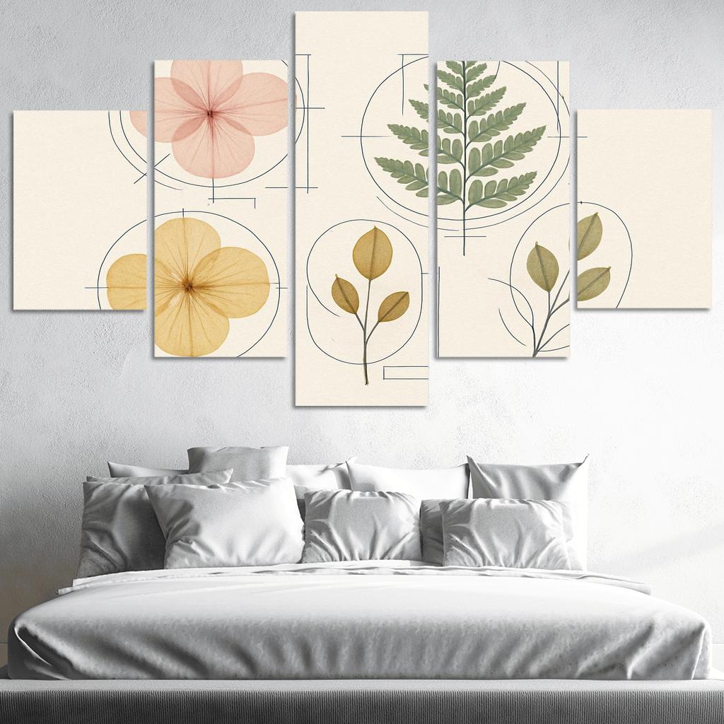 Botanical Blueprint Pressed Petals And Ink Lines one-piece frames