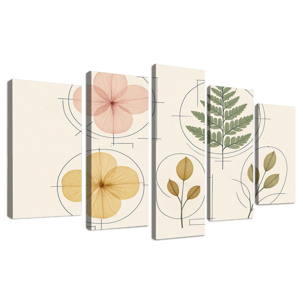 Botanical Blueprint Pressed Petals And Ink Lines one-piece frames