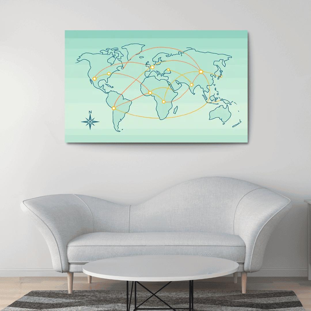Orbital Currents World Map wall art