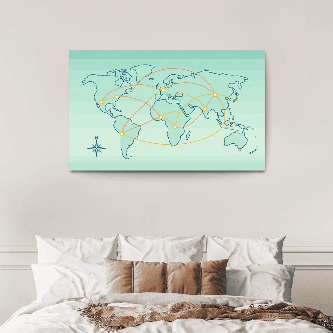 Orbital Currents World Map wall art