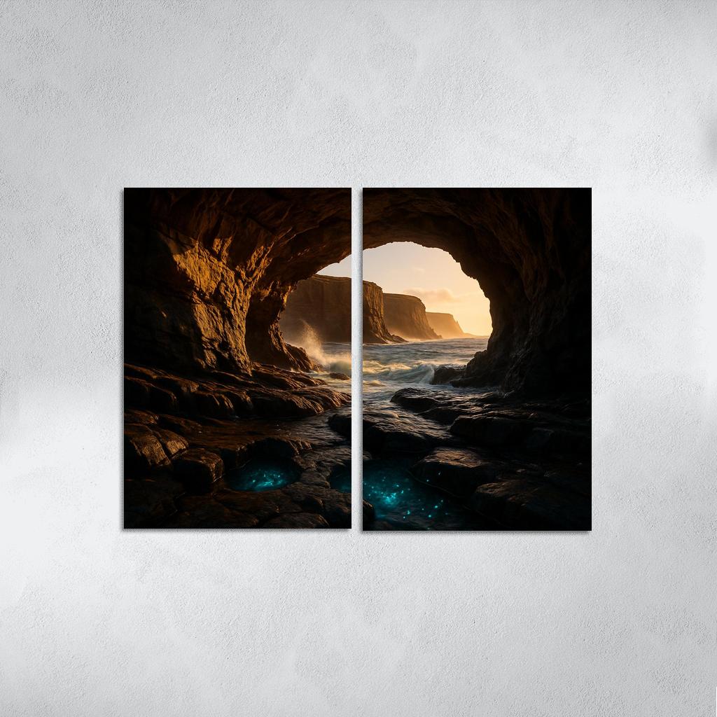 Sea Cave Lantern Coast oil paintings frame