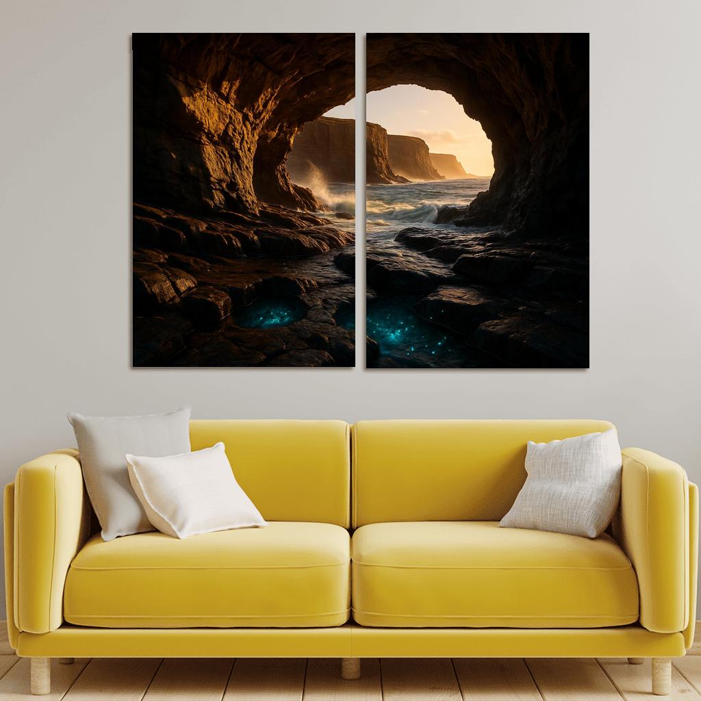 Sea Cave Lantern Coast oil paintings frame