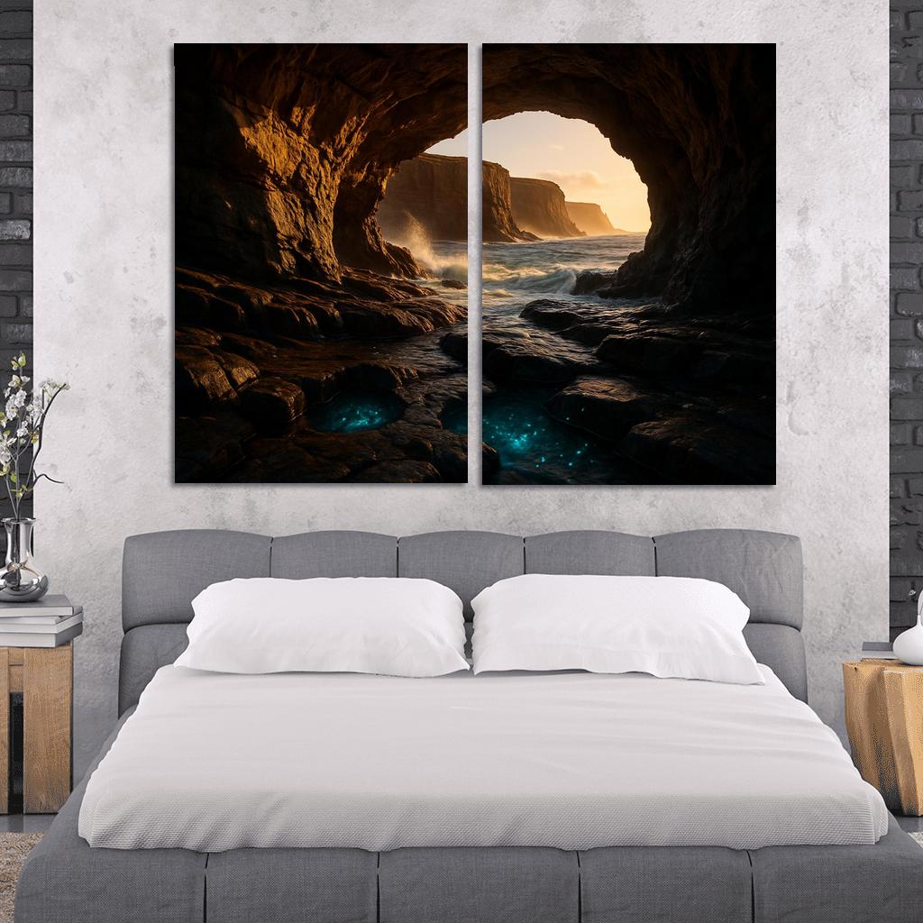 Sea Cave Lantern Coast oil paintings frame