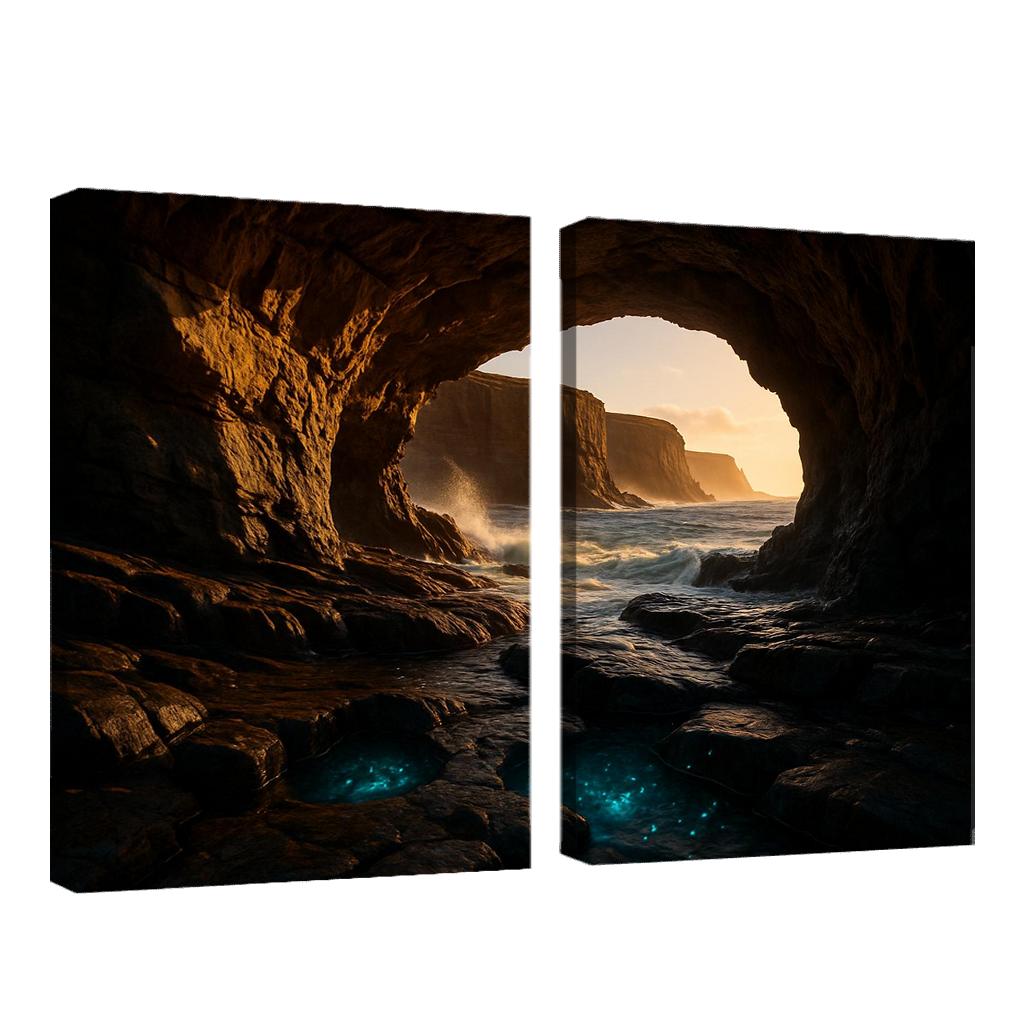 Sea Cave Lantern Coast oil paintings frame