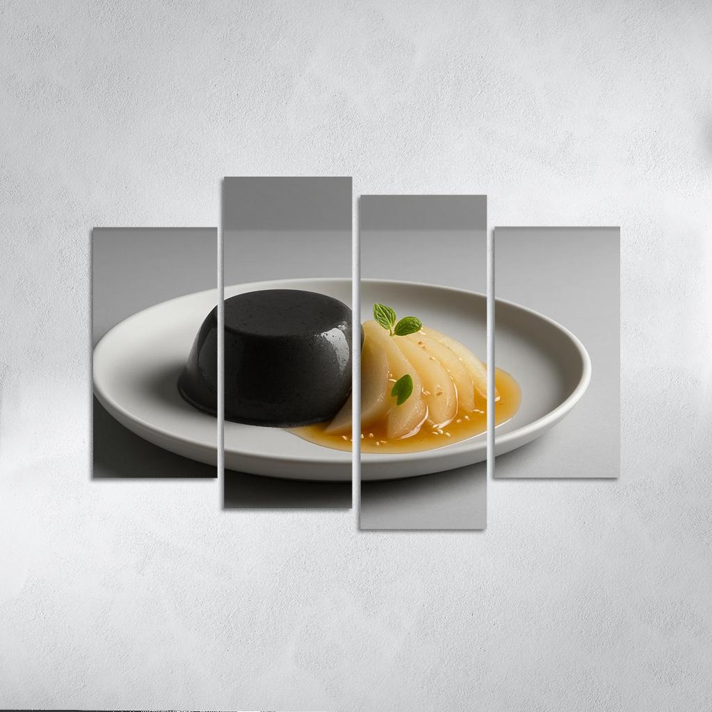 Black Sesame Pear Panna Cotta With Ginger Citrus Syrup custom paintings frame
