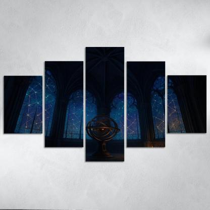 Ribbed Vault Observatory With Stained Glass Star Maps custom paintings frame