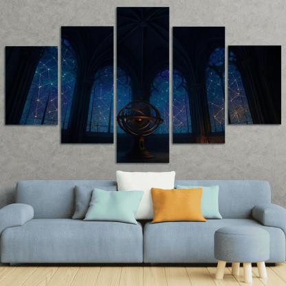 Ribbed Vault Observatory With Stained Glass Star Maps custom paintings frame