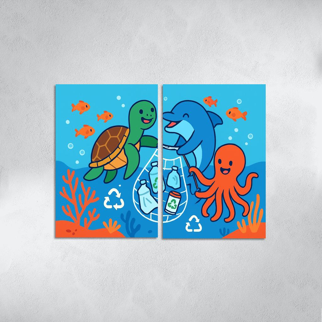 Coral Reef Cleanup Squad canvas paintings frame