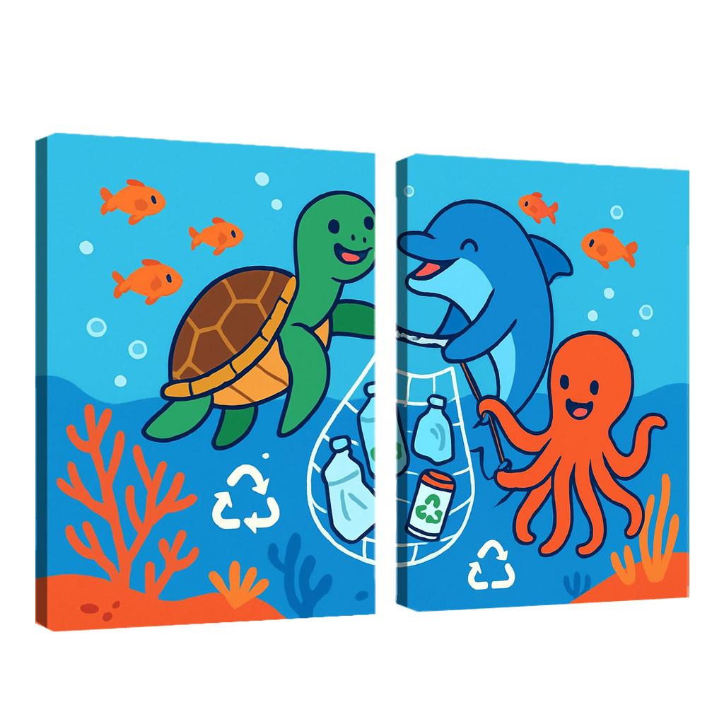Coral Reef Cleanup Squad canvas paintings frame