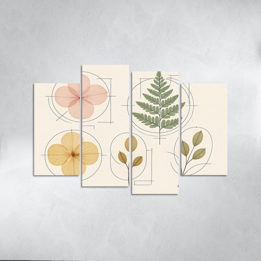 Botanical Blueprint Pressed Petals And Ink Lines one-piece frames