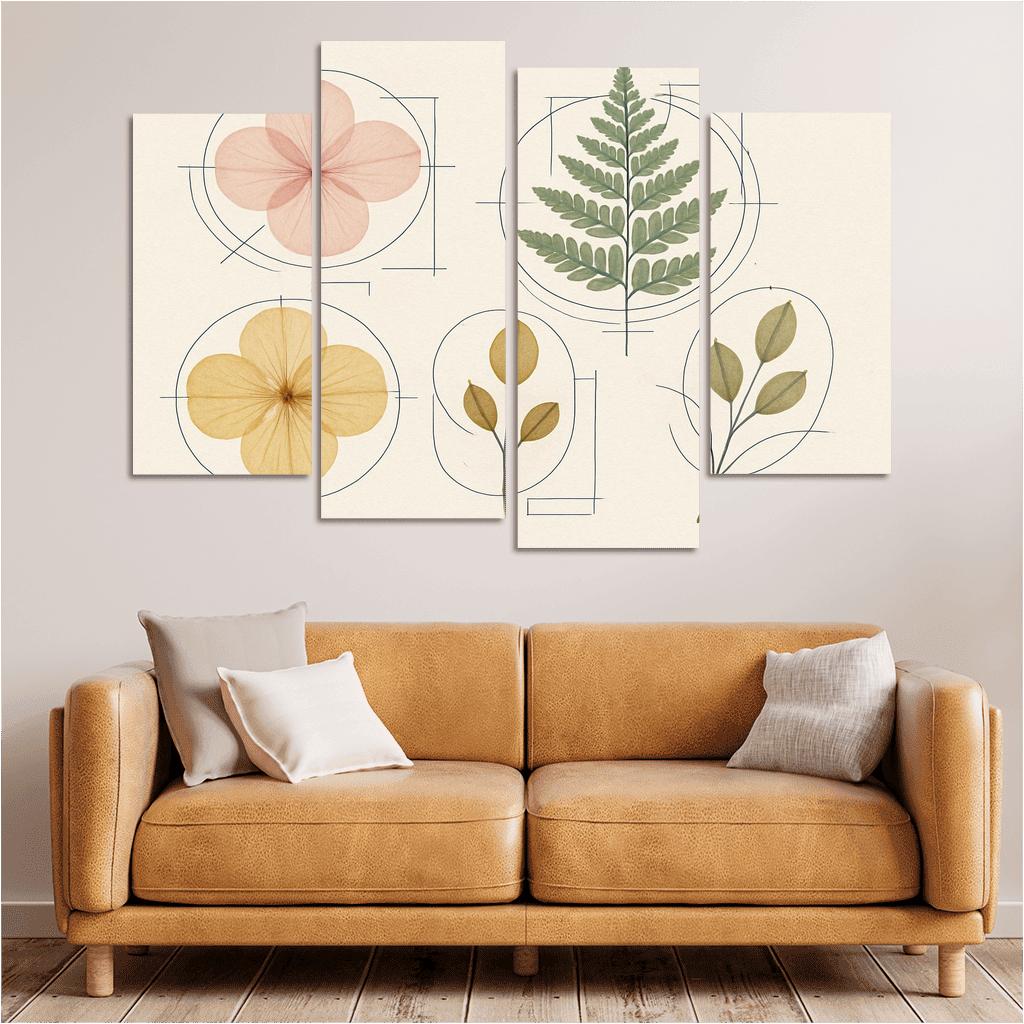 Botanical Blueprint Pressed Petals And Ink Lines one-piece frames