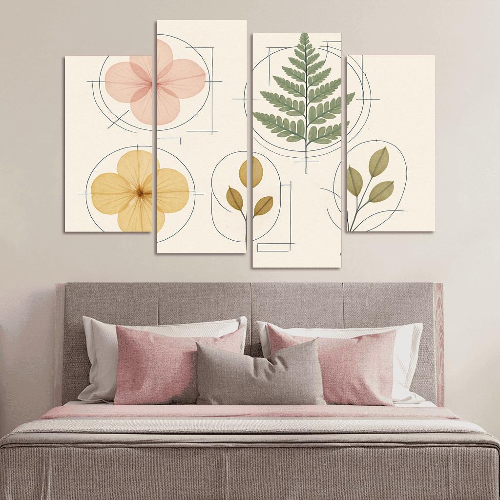 Botanical Blueprint Pressed Petals And Ink Lines one-piece frames