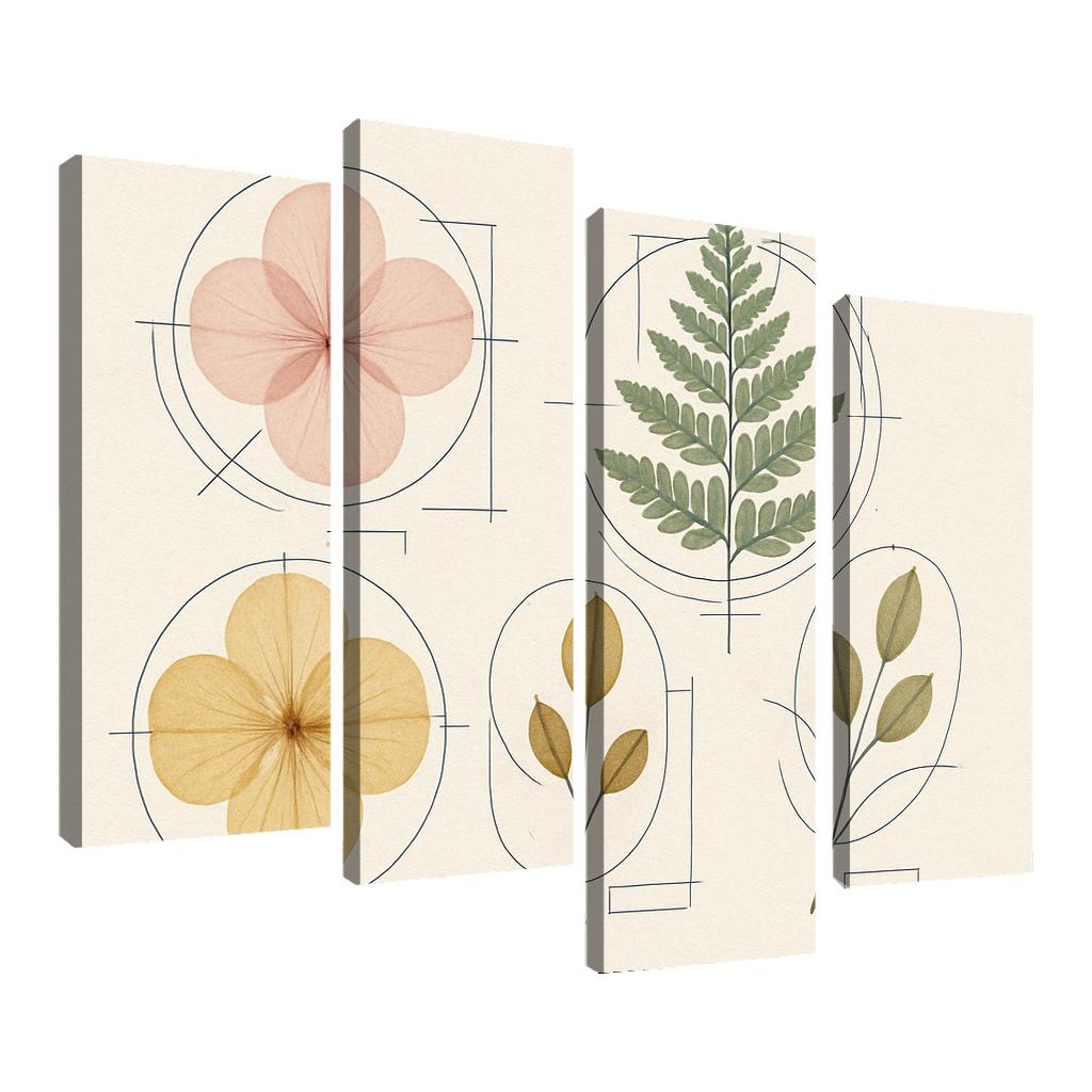 Botanical Blueprint Pressed Petals And Ink Lines one-piece frames