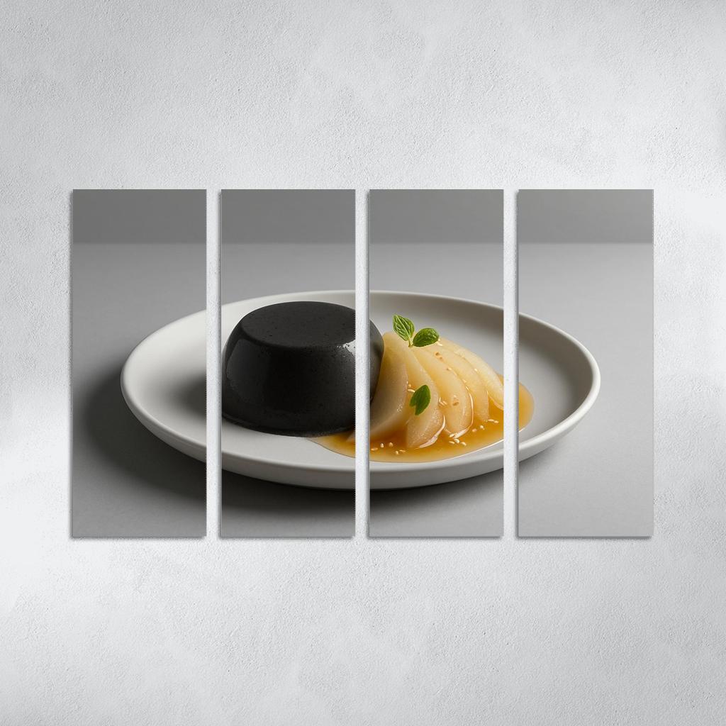 Black Sesame Pear Panna Cotta With Ginger Citrus Syrup custom paintings frame
