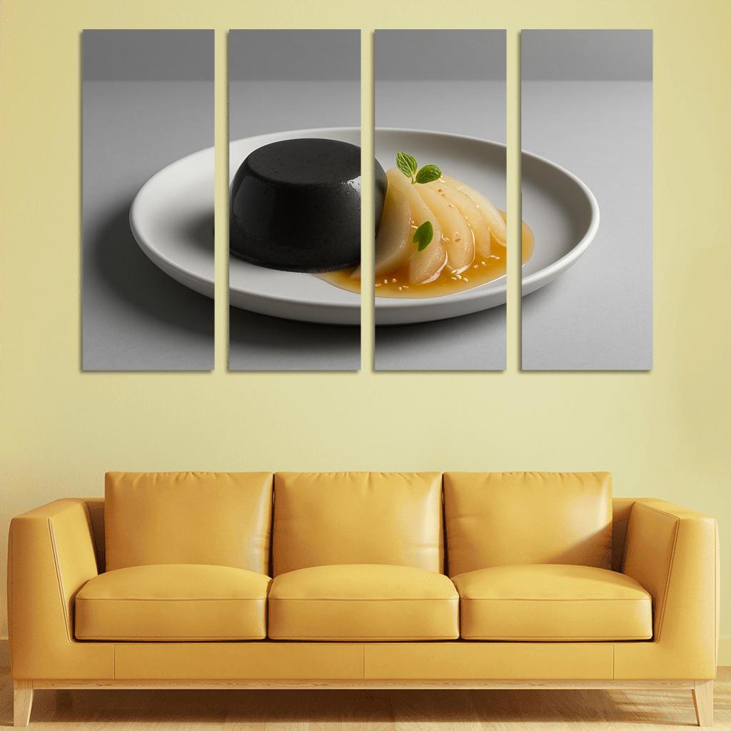 Black Sesame Pear Panna Cotta With Ginger Citrus Syrup custom paintings frame