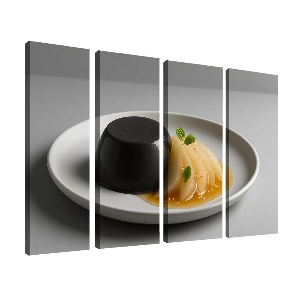 Black Sesame Pear Panna Cotta With Ginger Citrus Syrup custom paintings frame